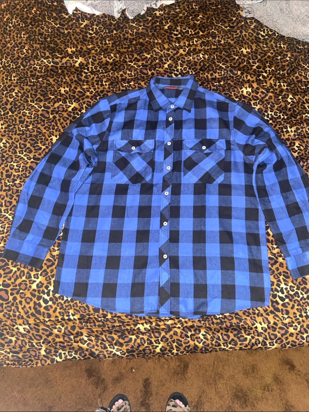 Design in Italy Men's Blue & Black Buffalo Plaid Button-Down Shirt